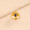 Retro Stainless Steel Open Ring with Inlaid Turquoise - European & American Style