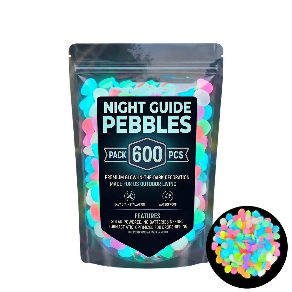 600-Piece Night Guide Colorful Garden — -in-the-Dark Pebbles, -Colored For Outdoor Decoration