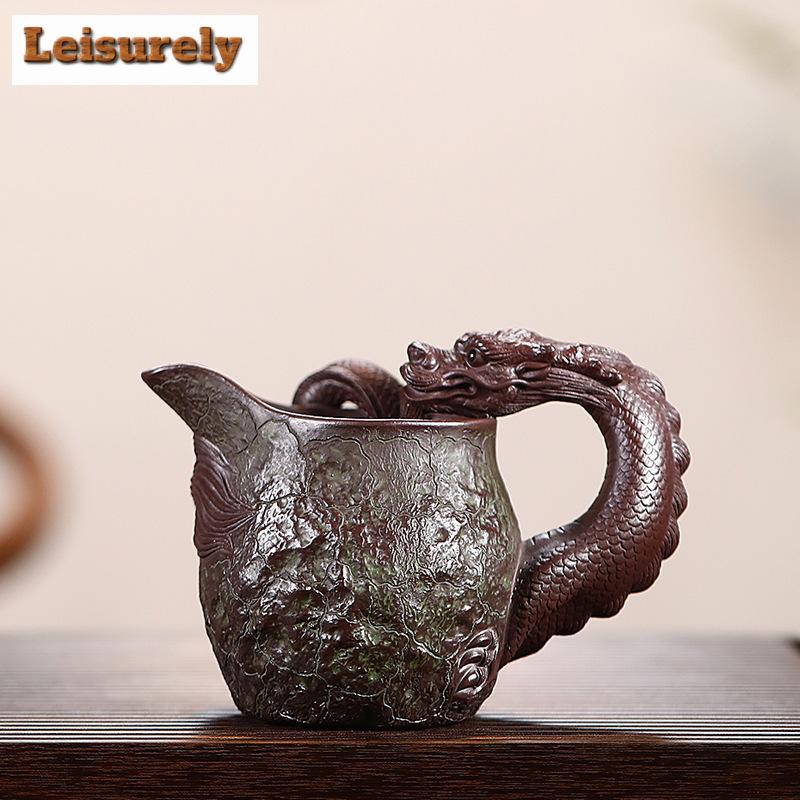 300 ml authentische Yixing Lila Ton Fair Cup Chahai Meister handgefertigte Becher mit Dargon-Griff Hochwertiges chinesisches Zisha-Teeservice-Zubehör