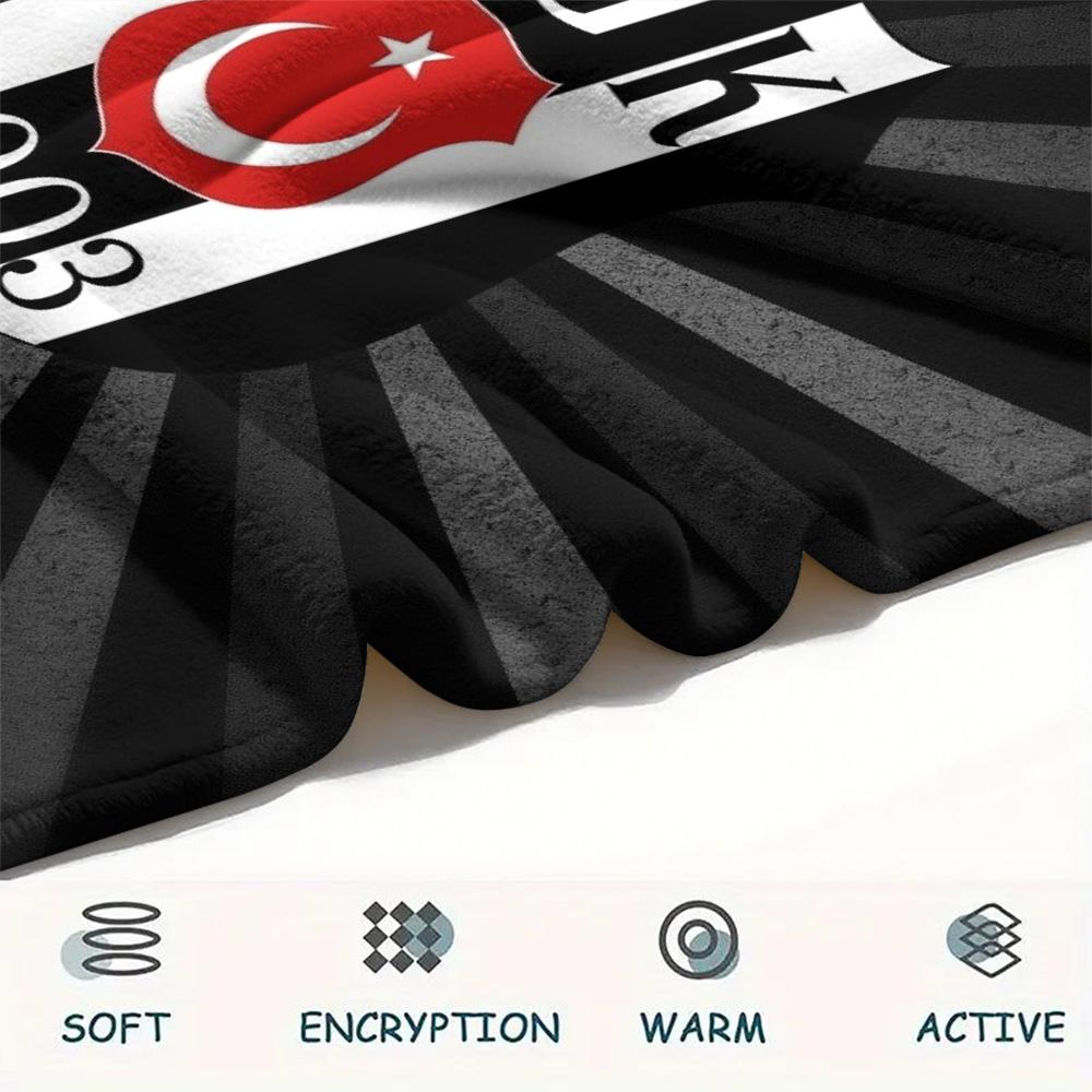 Beşiktaş Gymnastics Club Tištěná flanelová deka, Vysoce kvalitní, Pohodlná pro všechna roční období, Domácí dekorace, Teplo a pohodlí