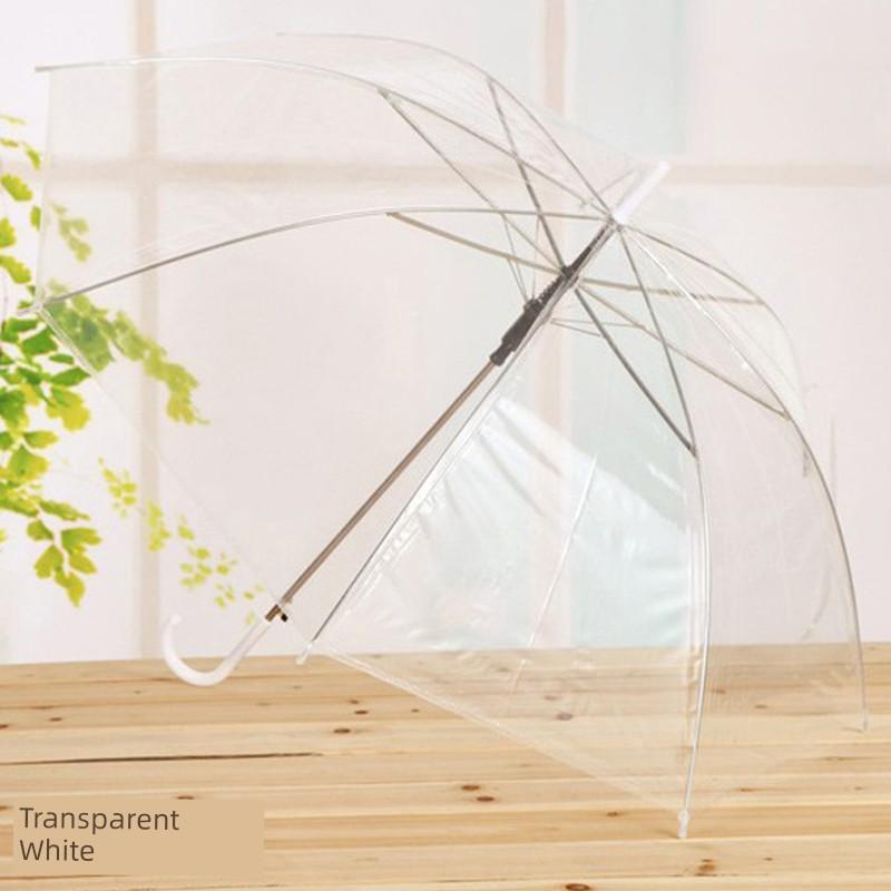 Transparenter Regenschirm, Verdickt und Groß, Automatisch, Transparent, Weiß, Trendig, Unisex, Langer Gerader Griff, Staffelei zum Malen