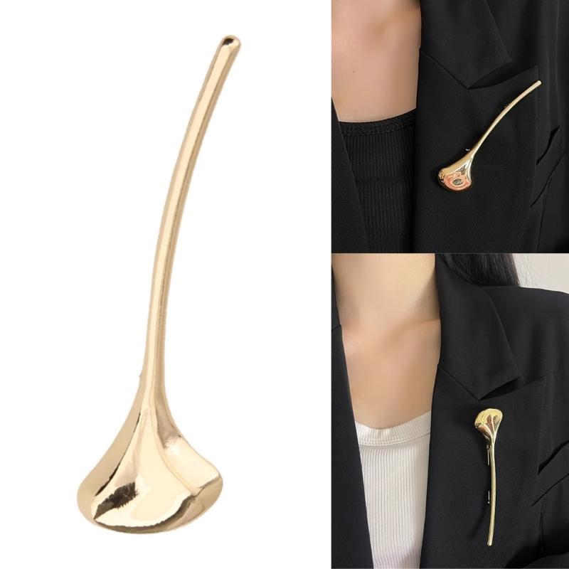 Glossy Leaf Fashion Brooch Sturdy Alloy Corsage Pin Portable Jewelry Gift for Women Social Event