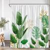 Modern Simple Tropical Leaves Shower Curtain Monstera Palm Leaf Greening Bathroom Decorative Polyster Shower Curtain With Hook