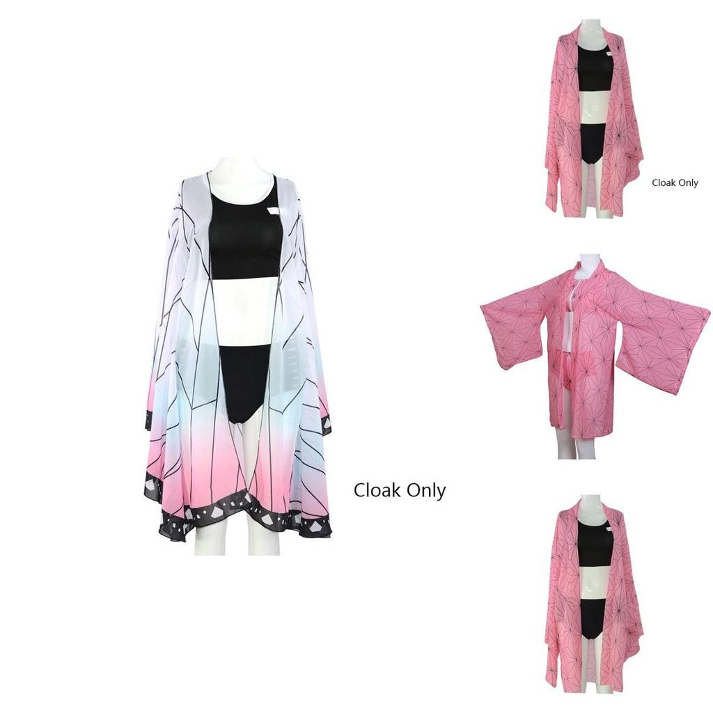 Stunning Demon Slayer Kimetsu No Yaiba Bikini Swimsuit Set With Beautiful Cloak For Summer
