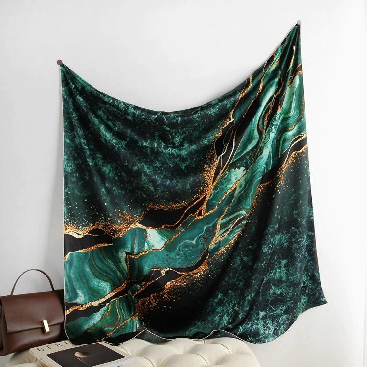 100% Czysty Jedwabny Szalik Damski Na Szyję Foulard Kwadratowy Mała Opaska Na Głowę Winylowy Wzór Chusteczka Szaliki Bandana 110*110cm
