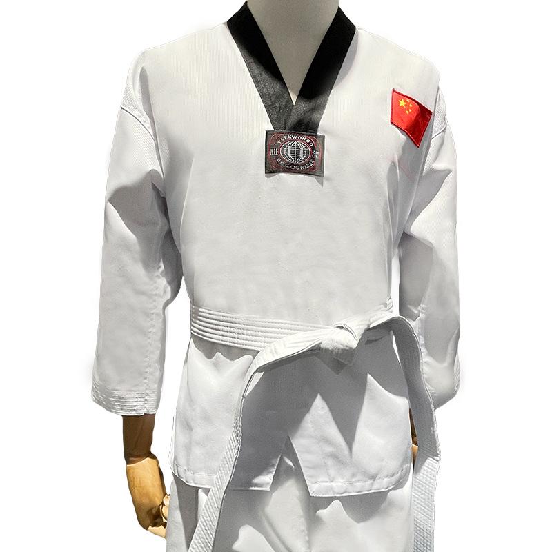 Adults' & Children's Taekwondo Training Suit - Long/Short Sleeve, Summer/Autumn, Striped Design with Custom Print Option