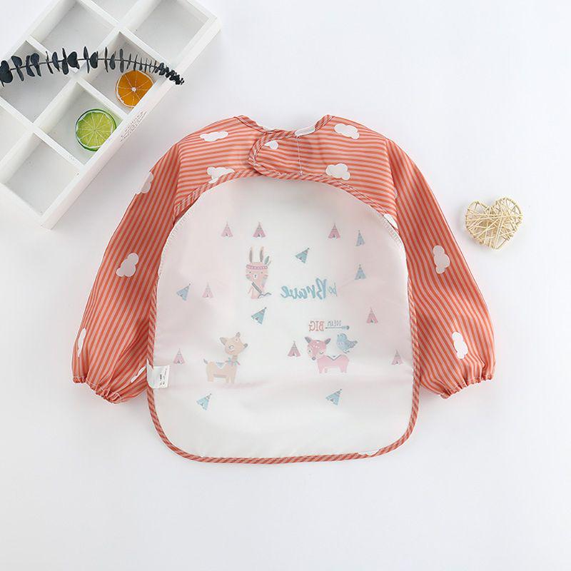 Grembiule da allattamento impermeabile a maniche lunghe per bambini, per bambini piccoli, con tasca