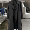 2025 Gray Korean Style Women's Drapey Trench Coat – Spring/Autumn Fashion Trend Overcoat