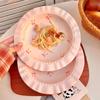 Bow Shaped Plates Tableware Pink Girlish Hearts Household Ceramic Dessert Cake Plates