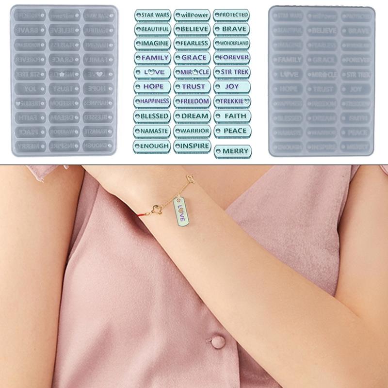 Inspirativní anglický přívěsek Náramek Šperky Silikonová forma Klíčenka Ozdoby pro DIY Křišťálová Epoxidová Odlévací forma