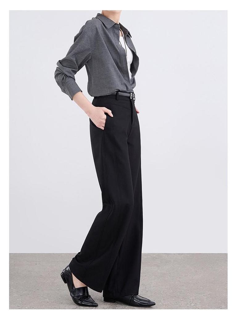 2026 Women's Slimming Wide-Leg Pants: Petite, Nine-Tenths Length, Straight, Loose Casual Fit for Spring and Summer