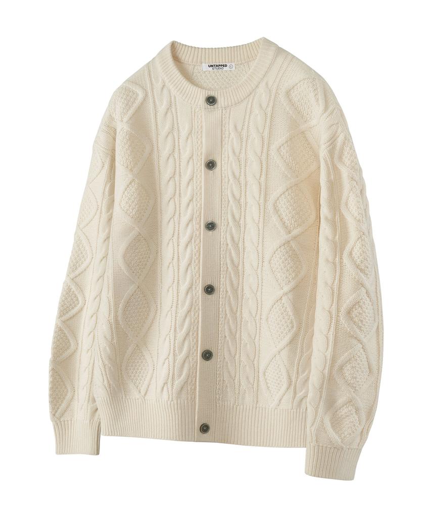 UNTAPPED STUDIO Oversized Aran Cable Round Knit Cardigan 5 Colors
