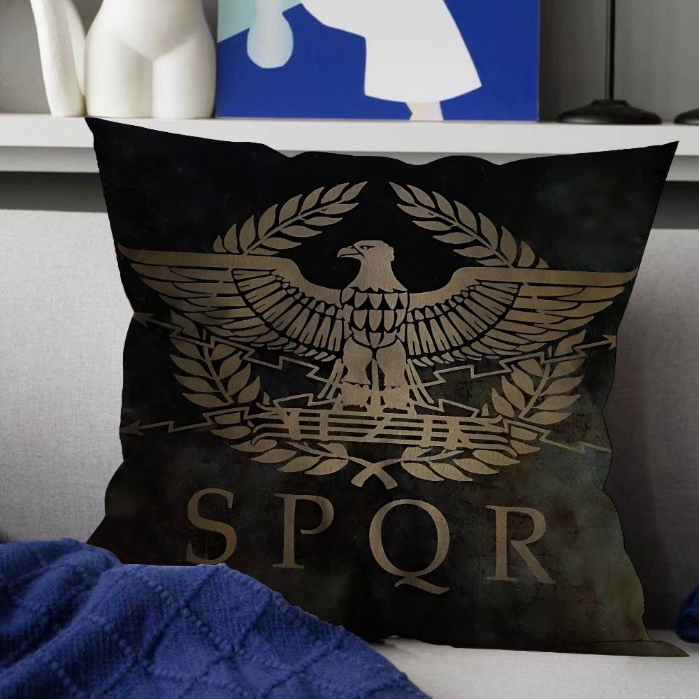 Römische SPQR Bedruckte Kissenbezüge Cartoon Sofa Dekorative Heim Doppelseitiger Druck Kurzer Plüsch Niedlicher Kissenbezug