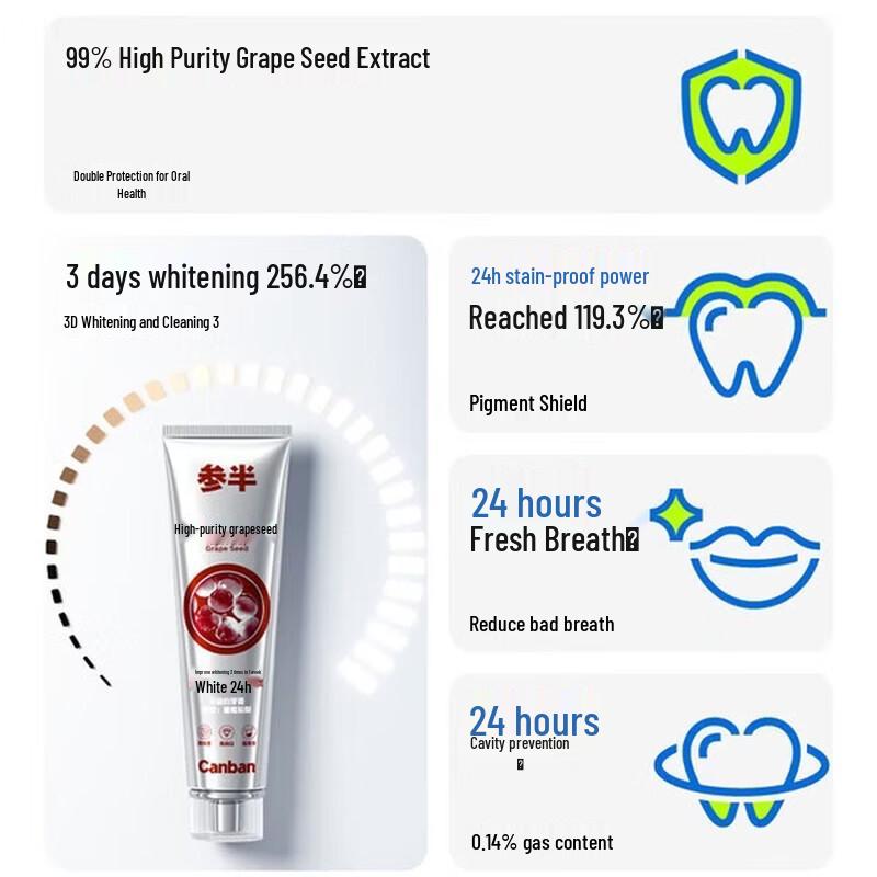Semi-Half Grape Seed Whitening & Fresh Breath Toothpaste