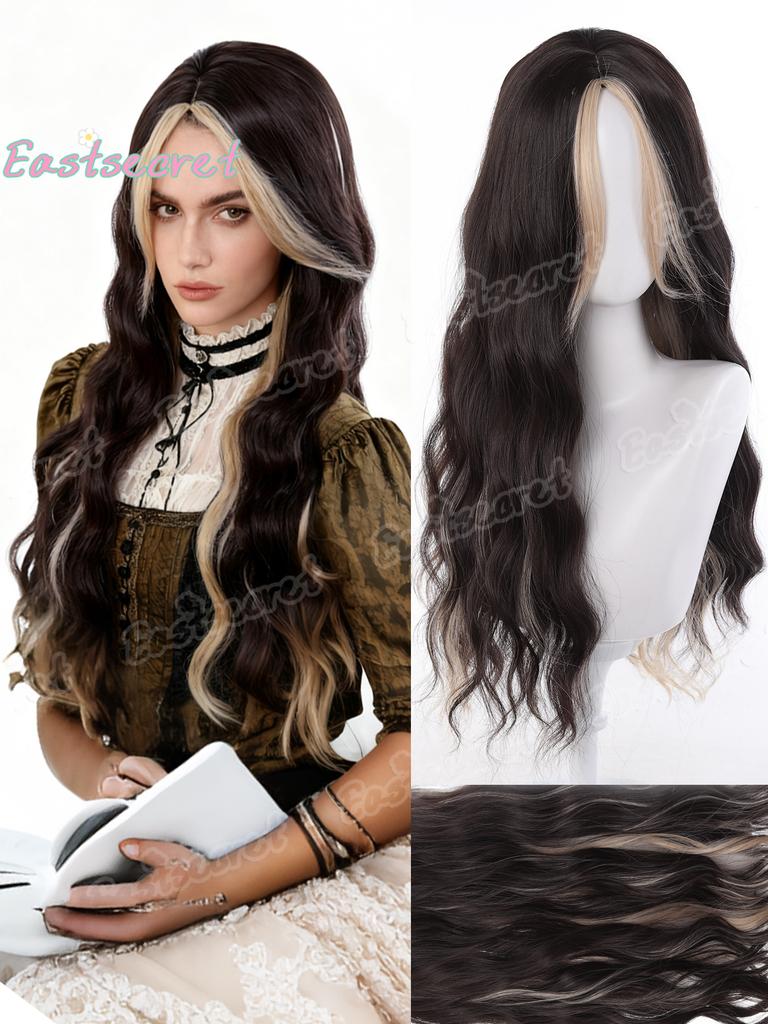 22 Zoll Seeblaue Farbe Synthetische Perücken Mittelscheitel Lang Natürlich Welliges Haar Perücke Für Frauen Cosplay Drag Queen Party Hitzebeständig
