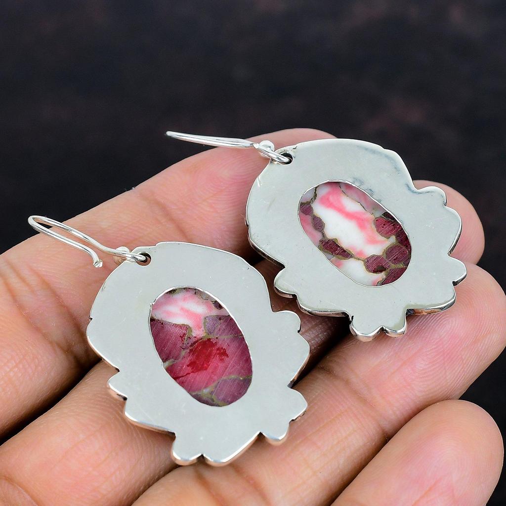 Kingman red mohave copper turquoise earrings 925 sterling silver earring handmade gemstone drop earring unique design jewelry wedding gifts