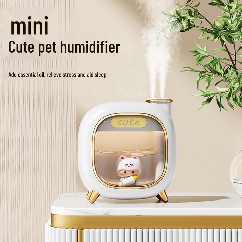Cute Cat A205 USB Humidifier with Silent, Large Mist & Night Light for Desktop & Car