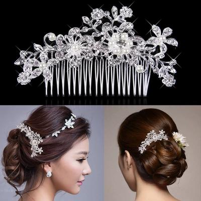 New Rhinestone Bridal Hair Comb Pearl Tiaras Crystal Hairclip Girl Party Jewelry For Women Wedding Hair Fashion Jewelry