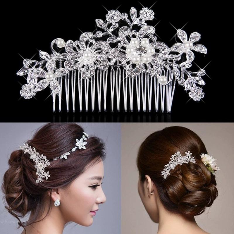 Neuer Braut-Haarkamm mit Strasssteinen Perlen-Tiaras Kristall-Haarspange Mädchen Party Schmuck Für Frauen Hochzeit Haar Mode Schmuck