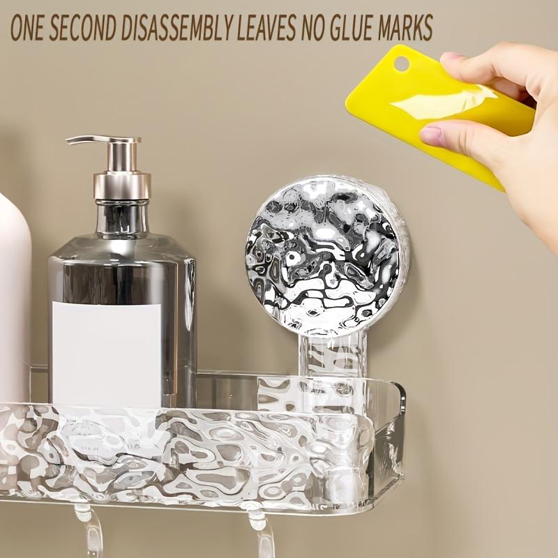 1 Stück Wandmontierter Kosmetik-Organizer mit Haken, wiederverwendbarer Organizer mit Saugnapf, Duschregal ohne Lochung, Badezimmerzubehör