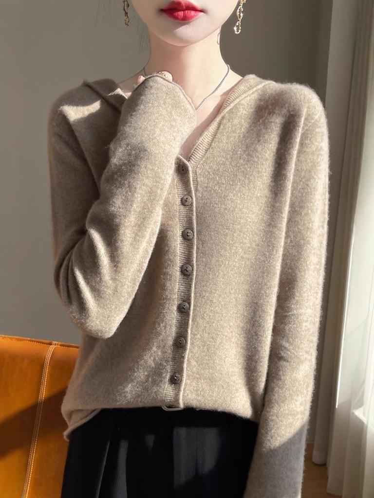 Women's Hooded Cardigan: Autumn/Winter, Knitted, Loose Fit, Versatile, Lazy Style