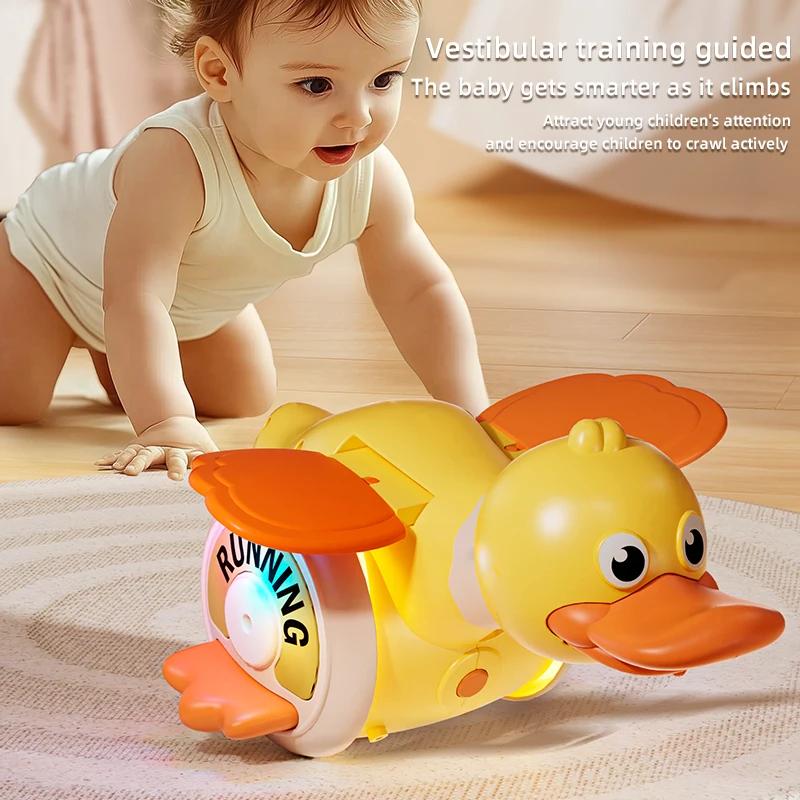 Electric Rotating Foraging Duck Toy: Adorable with Sound & Light, Helps Babies Learn To Climb. A Perfect Gift for Children