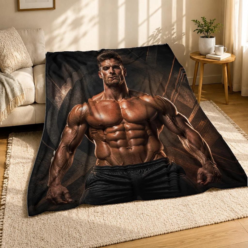 Muscular Male Torso Coral Fleece Blanket Fitness Art