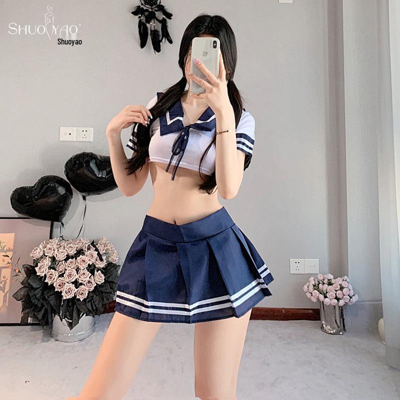 Sexy Lingerie Student Outfit: Pure Desire JK Uniform with Temptation Pleated Mini Skirt Set