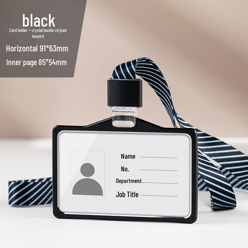 Aluminum Alloy ID Card Holder with Crystal Buckle Lanyard for Employees and Students