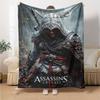 Koc z nadrukiem w stylu Assassin's Creed z imieniem na zamówienie Idealny na kanapę, łóżko, podróże, do użytku na zewnątrz Można prać w pralce Przytulny Trwały