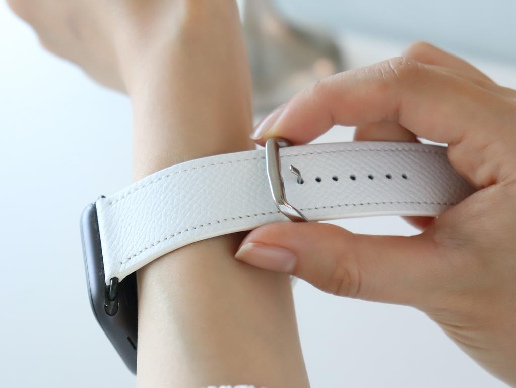 APOSTROPHE COMMA Leather Work Apple Watch Strap Leather Band_White