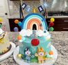 14pcs Blue Rainbow Cake Toppers With Orange White Balls For Dog Birthday Cake Decorations Baby Shower Party Supplies
