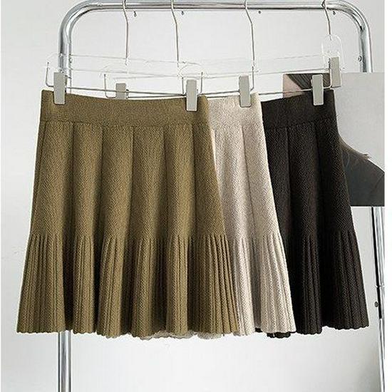 Gestrickter Falten-Minirock im koreanischen Stil - Vielseitig passend für Damen im Herbst/Winter