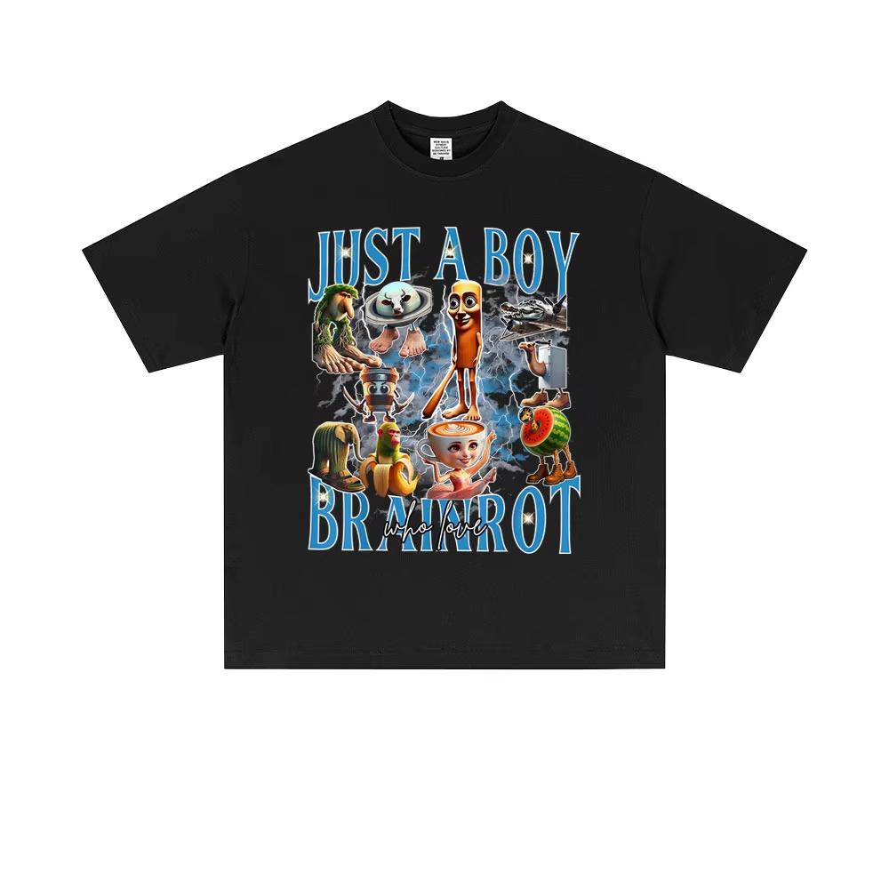 

Just A Boy Br Ainr Ot Funny Meme TShirt Italian Brainrot Brr Brr Patapim Tralalero Tralala Bombardiro Crocodilo Unisex Women Tshirt XL