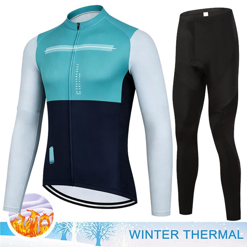 Men Winter Fleece Thermal Jacket MTB Bicycle Clothing Long Sleeve Cycling Jerseys Set Ciclismo Outdoor Warm Cothes Pants