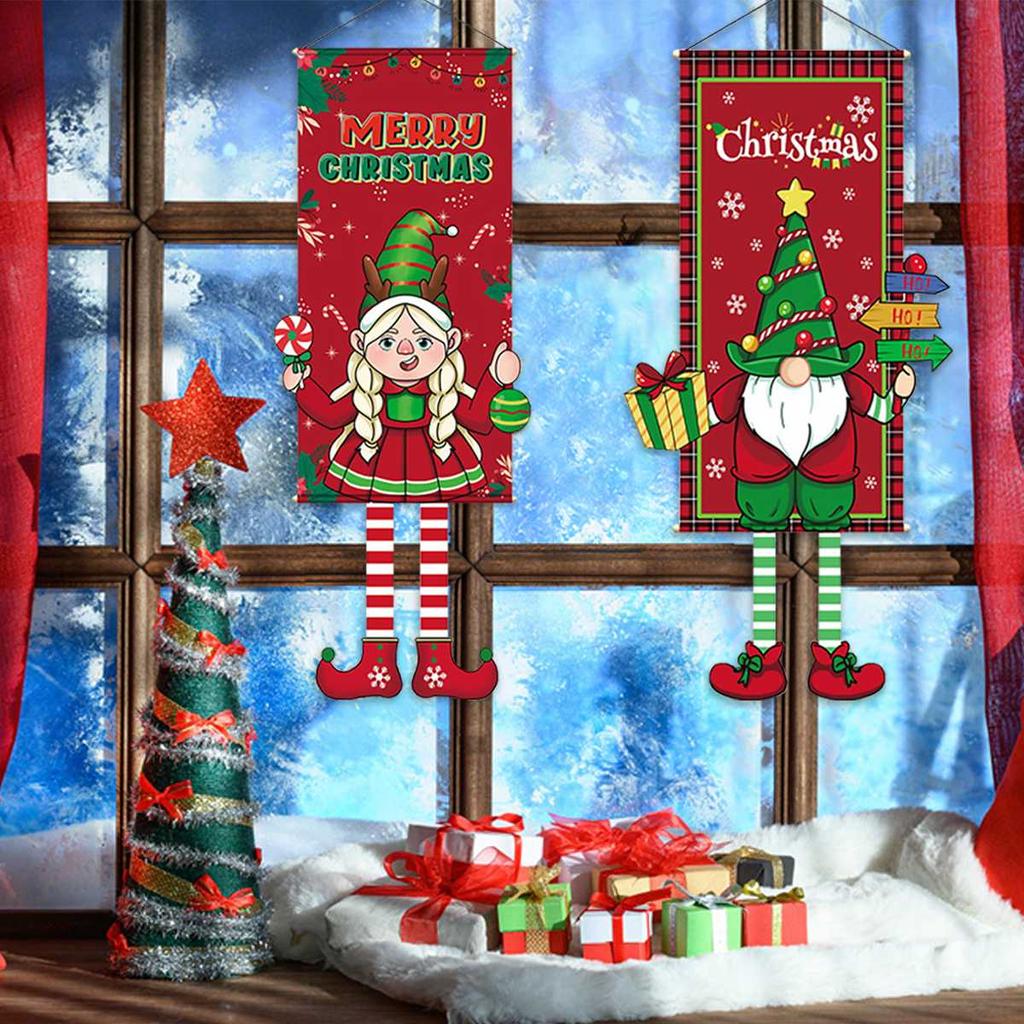 Bannière Drapeau de Noël Père Noël Arbre de Noël Bannière Décoration de Noël pour la Maison 2025 Ornements Cadeaux Noël Nouvel An