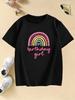 Fashion Rainbow Love Birthday Girl Gothic T Shirts Manga Kids Children's T-shirt Girls Summer Spring Casual Top Tee