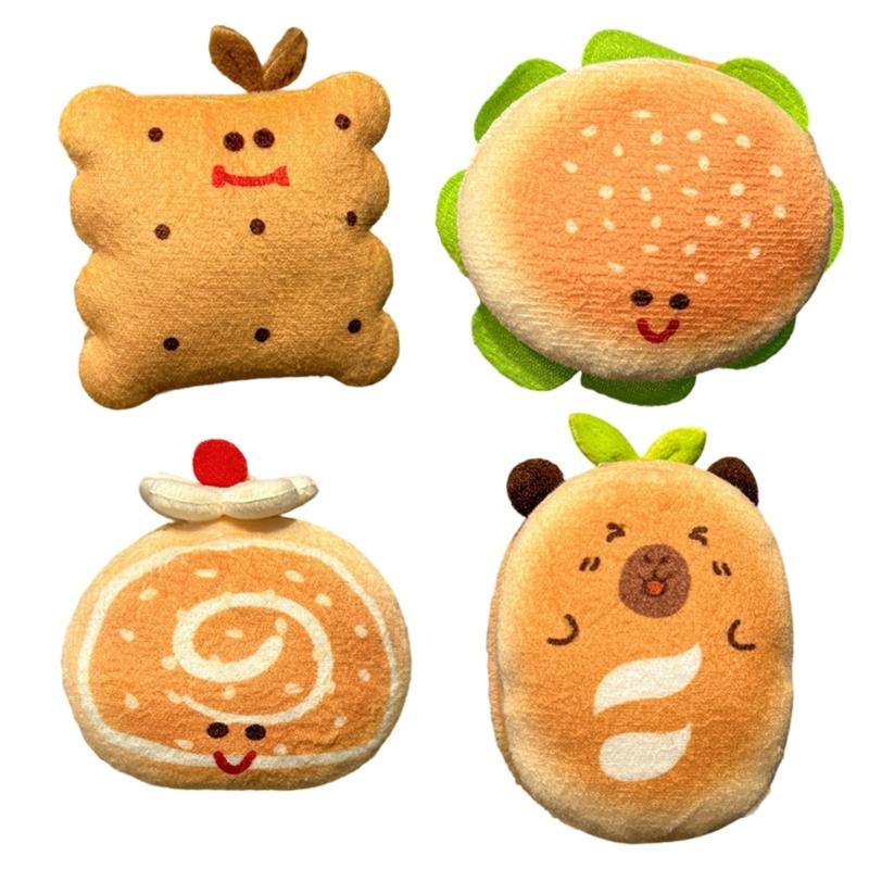 

4Pcs Cartoon Hamburger Toast Plush Hair Clip For Girls Soft Kids Hair Accessories School Styling Tool for Toddler 1