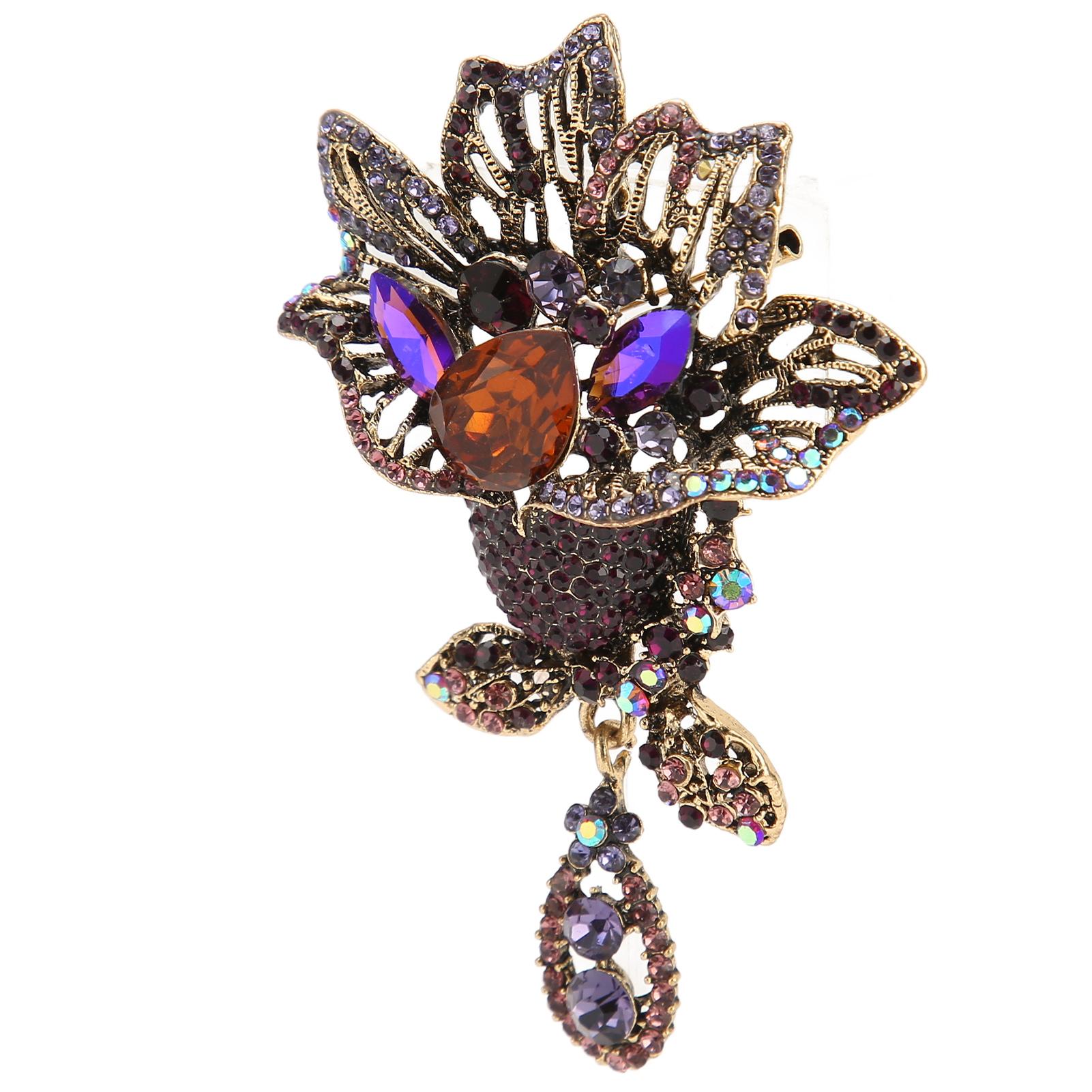 

Flower Brooch Pin Elegant Exquisite Alloy Rhinestone Petal Brooch Pin for Wedding Party