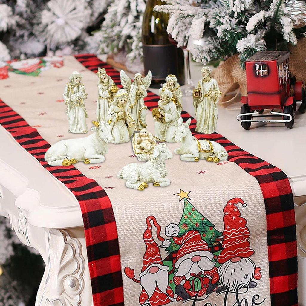 11dílná sada Betléma Vánoční pryskyřice Ježíš socha s rouchem Svatá rodina Vánoční dekorace Dítě Ježíš Náboženská ozdoba