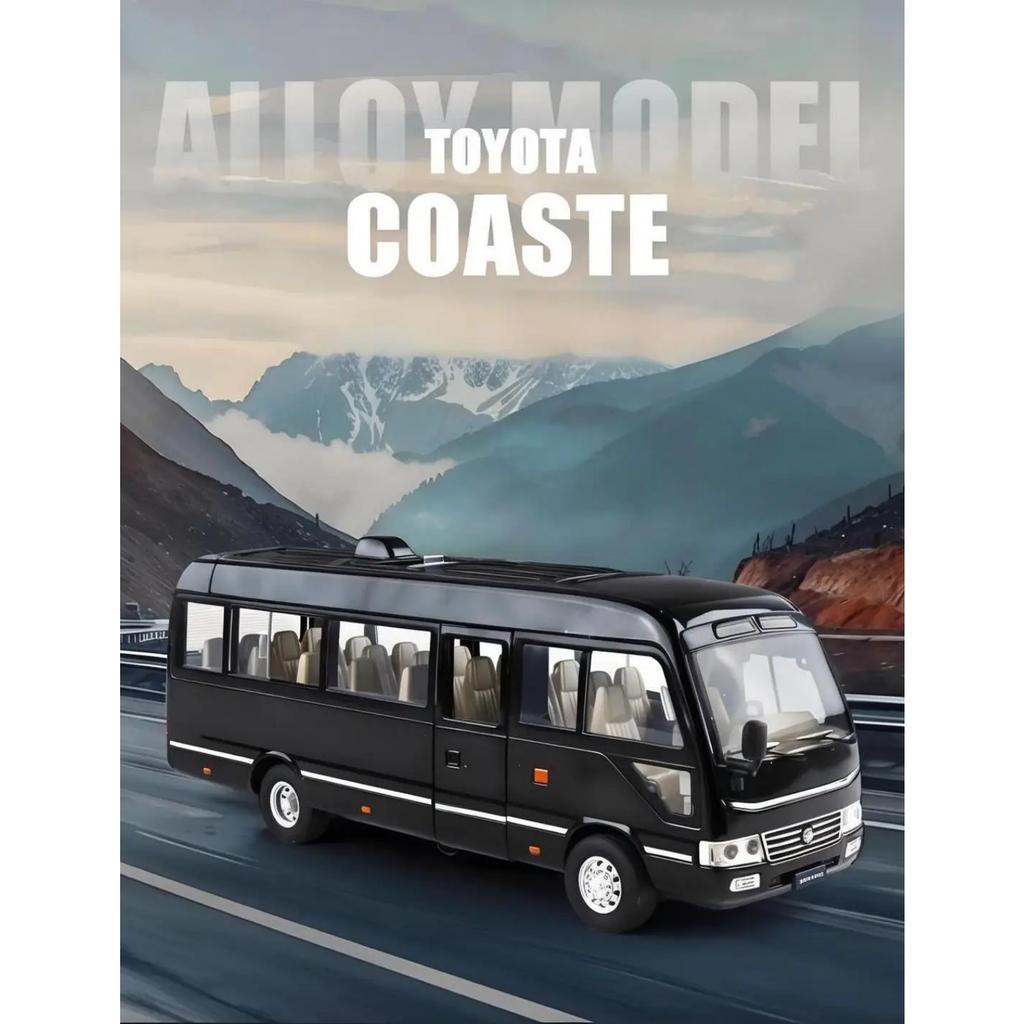 1/24 Scale Toyota Coaster Medium Business Minibus Alloy Diecast Model Car Collecting Hobbies Decorative Trendy Ornaments Birthday Gift