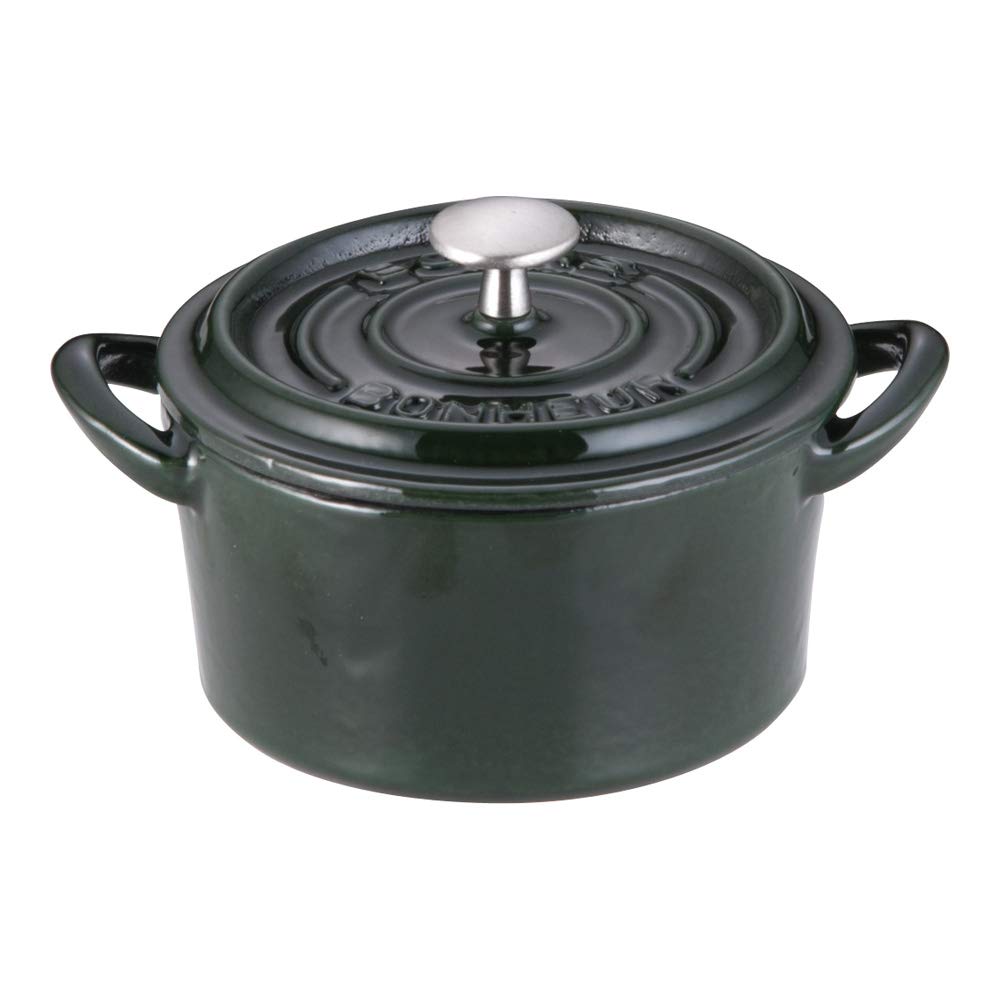 Ishigaki Sangyo Bon Bonnet Cocotte, 9cm, Majolica Green, Cast Iron, China, ABVB801