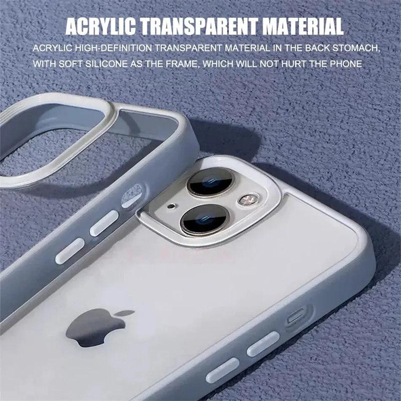 Luxury Transparent Candy Square Frame Case For iPhone 15 14 13 12 11 Pro Max Shockproof Bumper Clear Back Cover Phone Accessorie