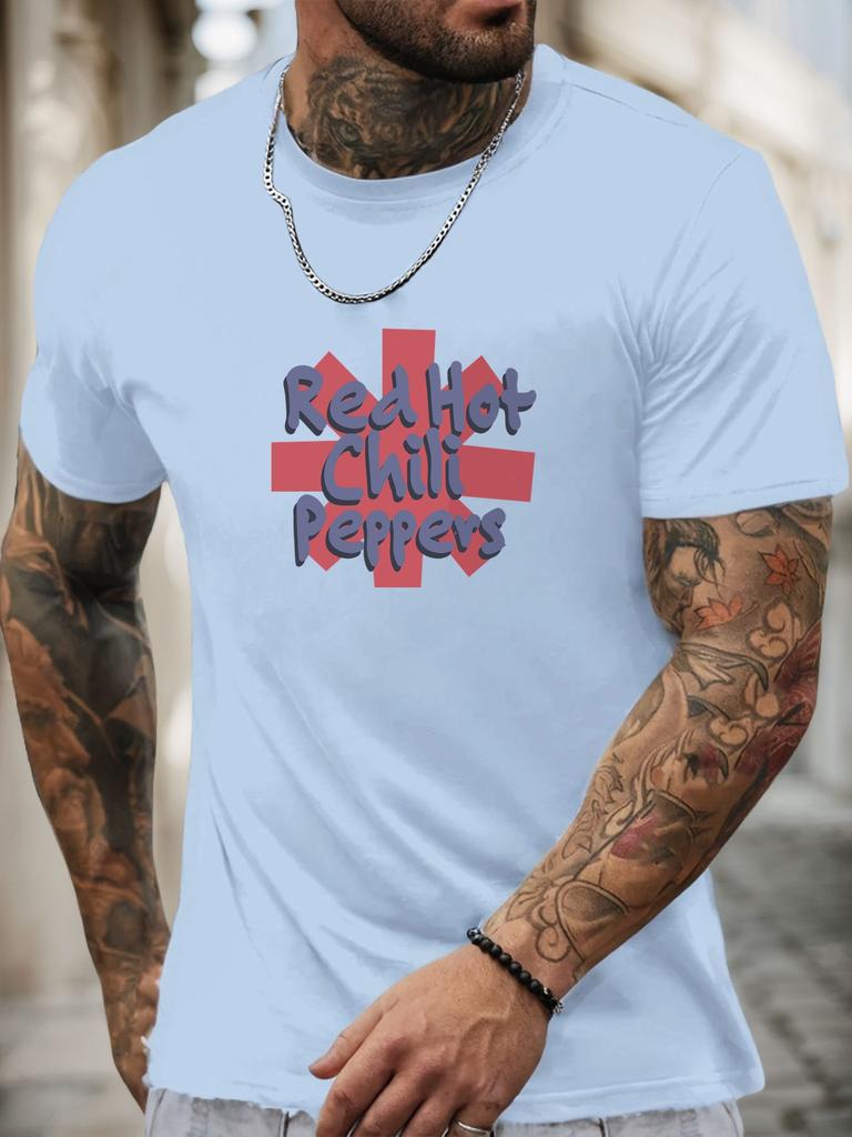 Short Sleeve TShirt Red Hot Chili Peppers Mens 100 Cotton Pattern Printed Shirt Summer Round Neck Breathable Casual Cool Tee