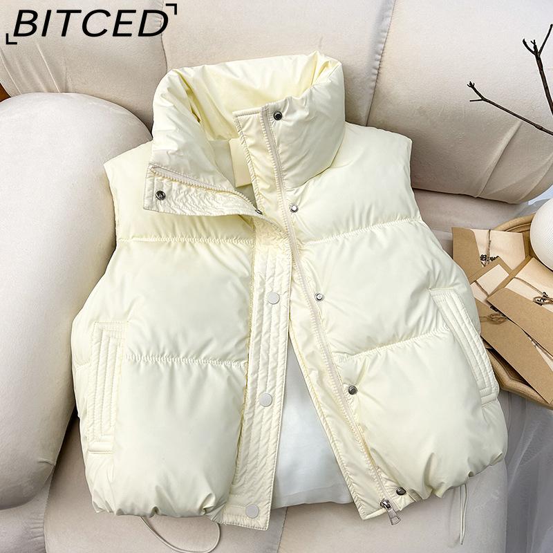 BITCED Women's Short-Length Autumn/Winter Cotton Waistcoat - Thickened Padded Vest