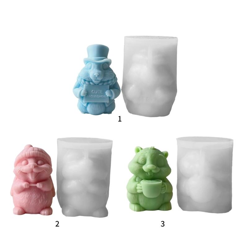 Easy Releasing Silicone Mold Crafting Groundhog Statues Moulds Candle Silicone Molds Suitable for Various Materials