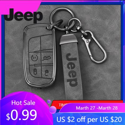 For Jeep Zinc Alloy Leather Car Key Case Cover Shell For Jeep Renegade Wrangler Patriot Grand Cherokee WK2 KL Compass Liberty