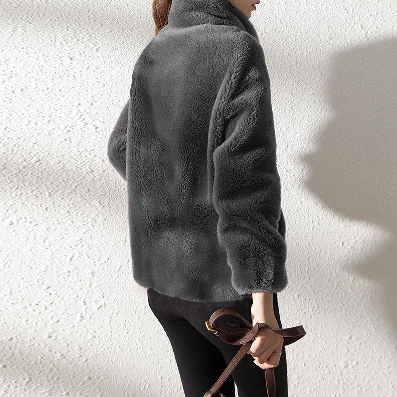 Women S Plus Size Fleece Jacket Open Front Stand Collar Warm Autumn Winter