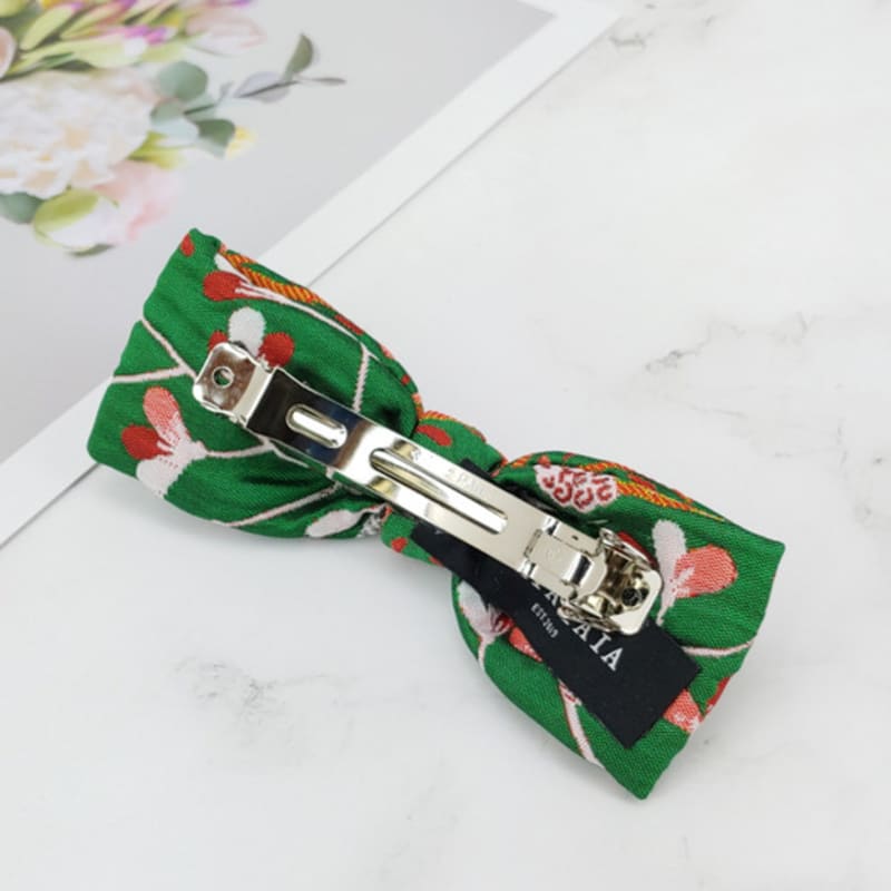 MAIA Rose Jacquard Ribbon Pin - D Green