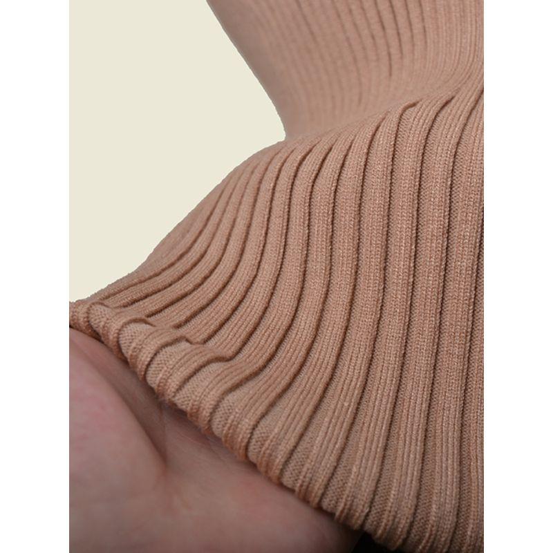 Water Drop Collar Sweater Fashion Wind Thread High Elastic Silm Fashion Small Sexy Slit Long Sleeve Pullover Top